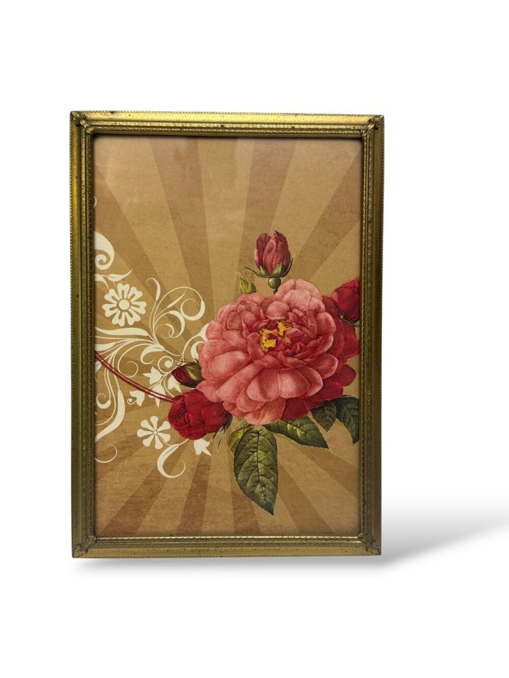Vintage Gold Metal Picture Frame Tabletop Easel Back 7x10 Photo Regency